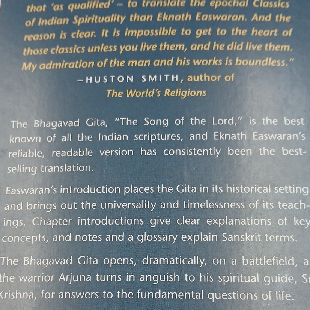 The Bhagavad Gita by Eknath Easwaran - Teal & Gold Cover - Picture 2 of 7